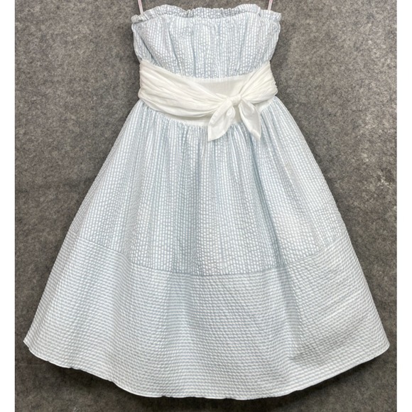 Betsey Johnson Dresses & Skirts - Vintage Betsey Johnson Seersucker Dress Blue White 2 Y2K